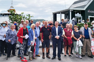 group standing at wharf