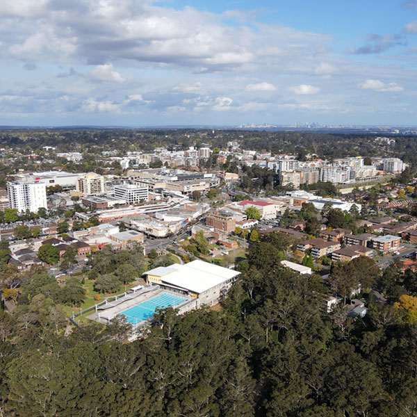 aerial photo of Hornsby