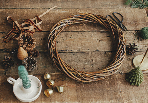 wreath on table