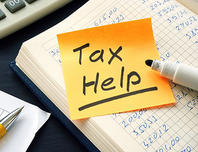 tax help, calculator and pen