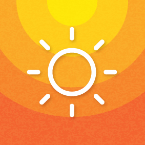 sun icon on orange background